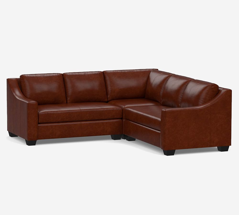 York Slope Arm Leather 3Piece LSectional Pottery Barn