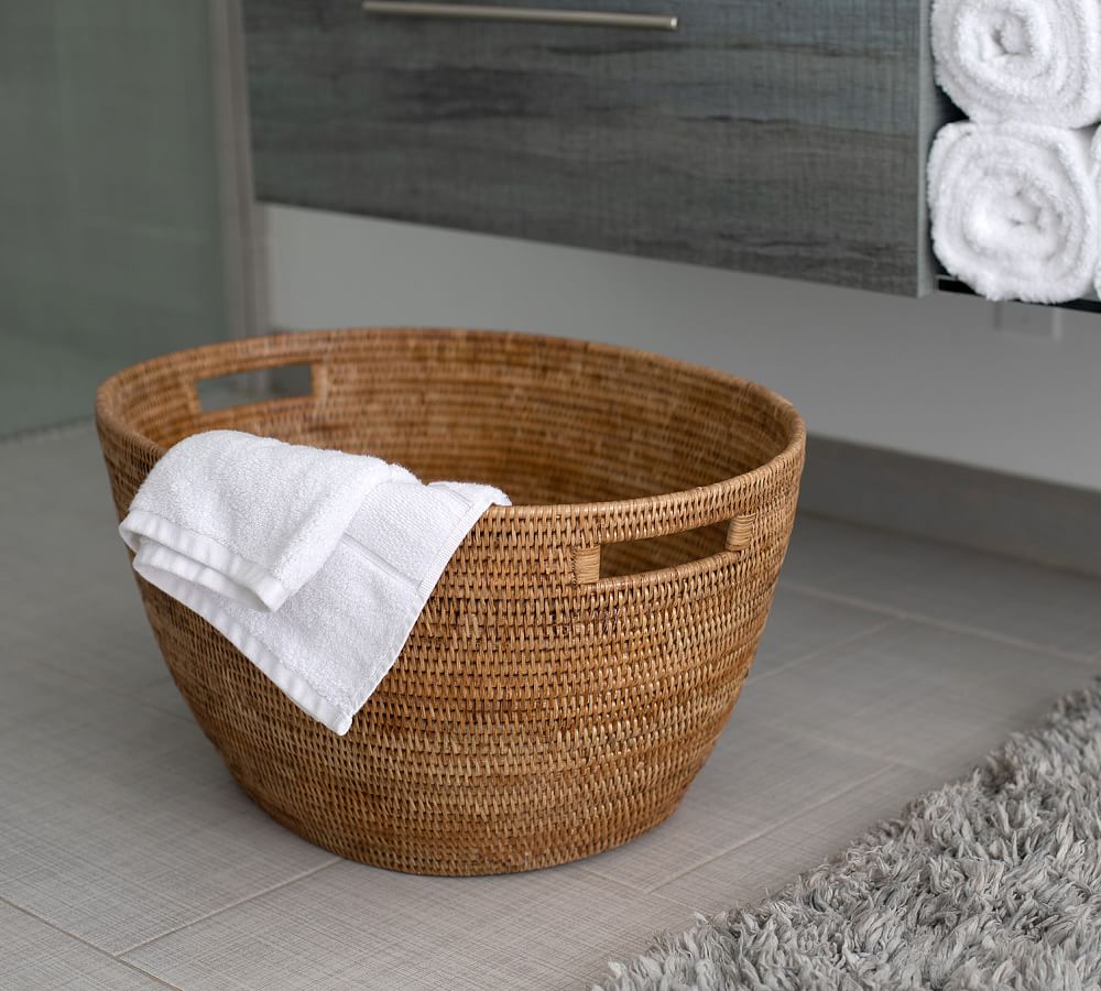 Tava Handwoven Rattan Laundry Basket Pottery Barn