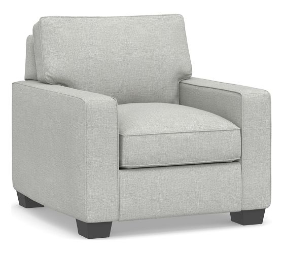 OPEN BOX: PB Comfort Square Arm Upholstered Recliner, Box Edge Memory ...