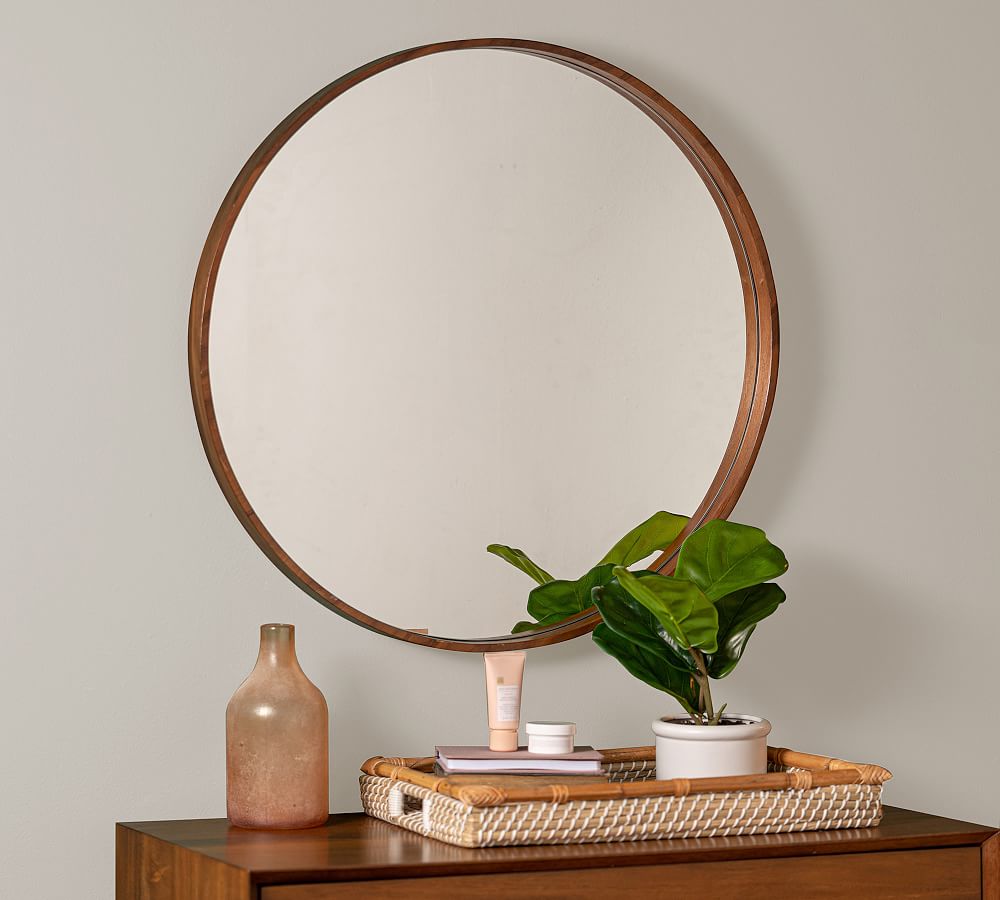 Danica Wooden Round Wall Mirror, 30"