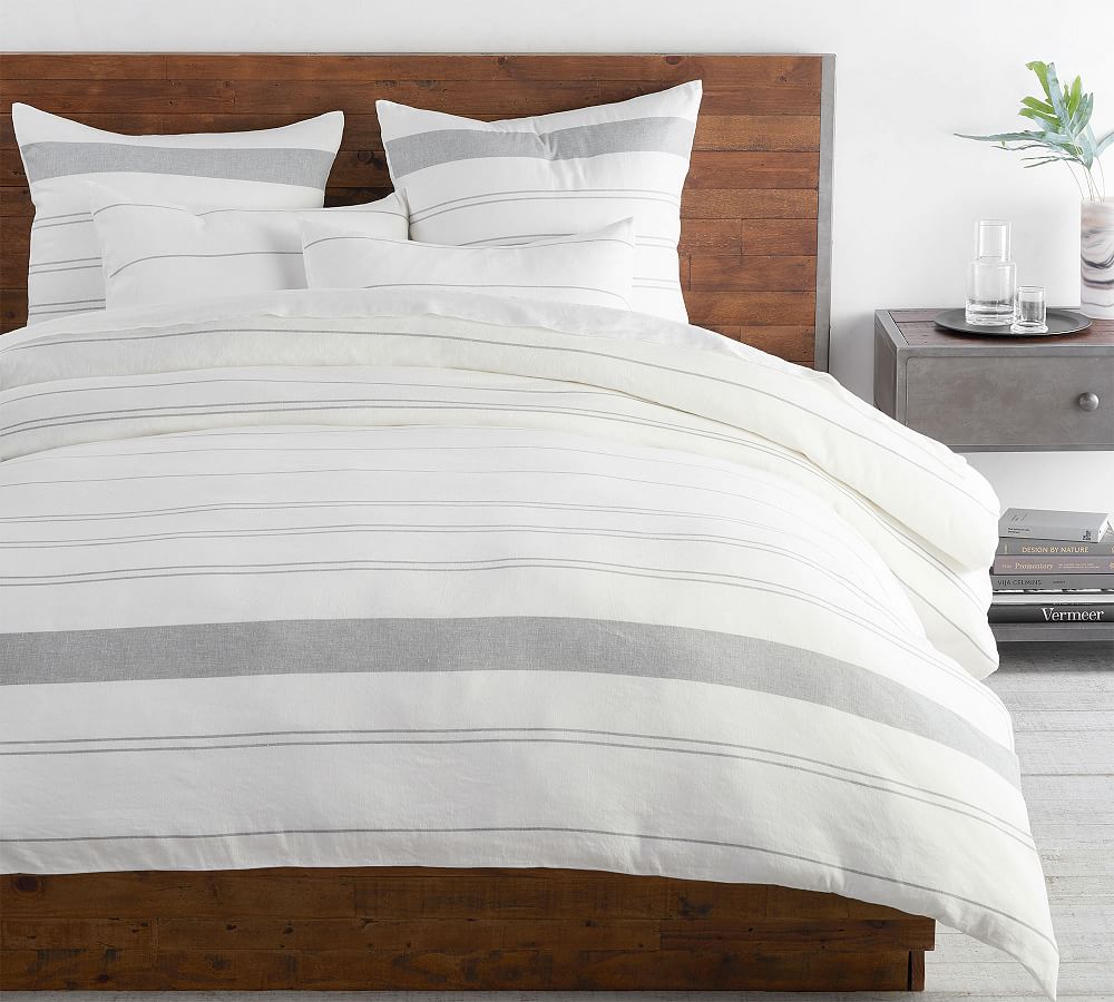 Serene Stripe Hemp Duvet Cover & Shams Pottery Barn