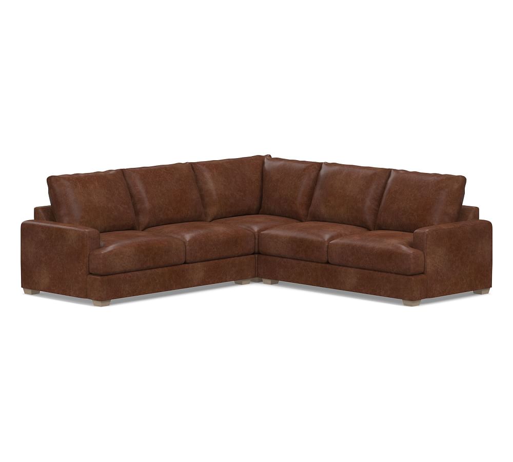 Canyon Square Arm Leather 3- Piece -Sectional
