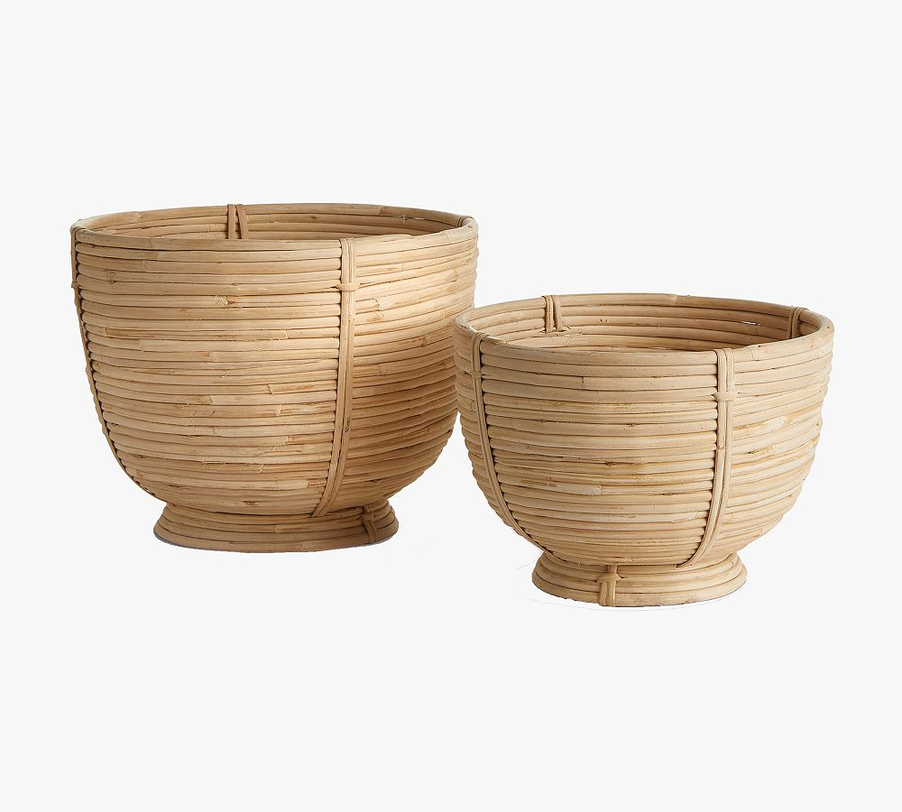 Cane Rattan Footed Bowls