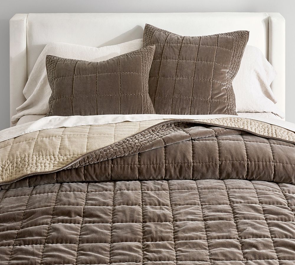 Velvet Handcrafted Box Stitch Quilt Pottery Barn