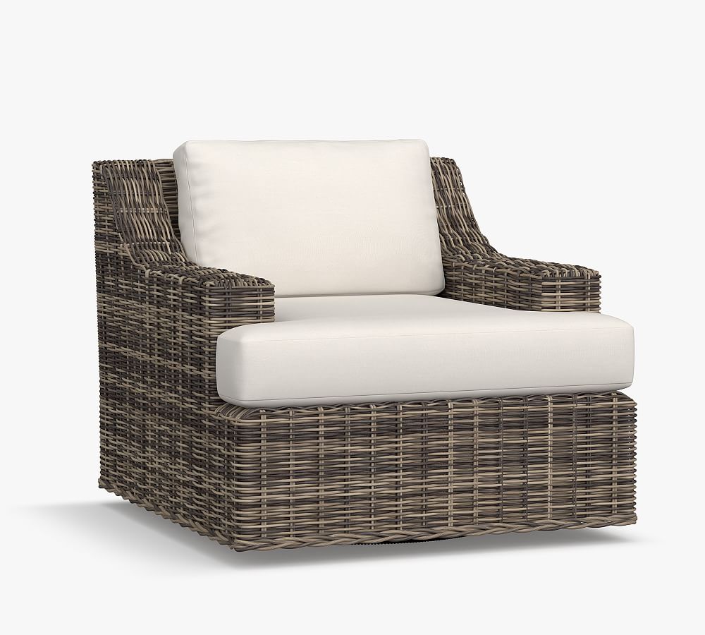 Huntington Wicker Slope Arm Swivel Outdoor Lounge Chair