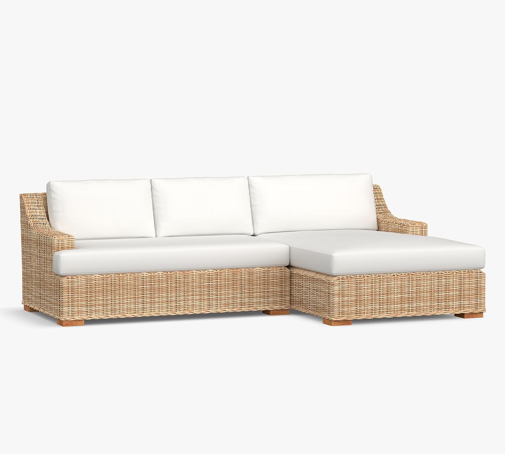 Huntington Wicker 2Piece Loveseat Double Chaise Slope Arm Outdoor