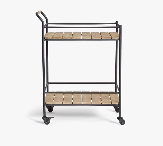 Tulum Acacia Outdoor Bar Cart Pottery Barn
