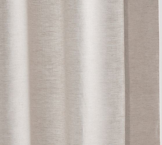 Belgian Flax Linen Hemstitch Shower Curtain | Pottery Barn