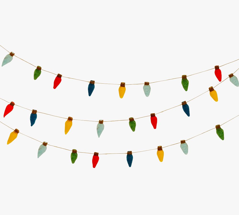 Felt Christmas Light Bulb Garlands - Set of 2