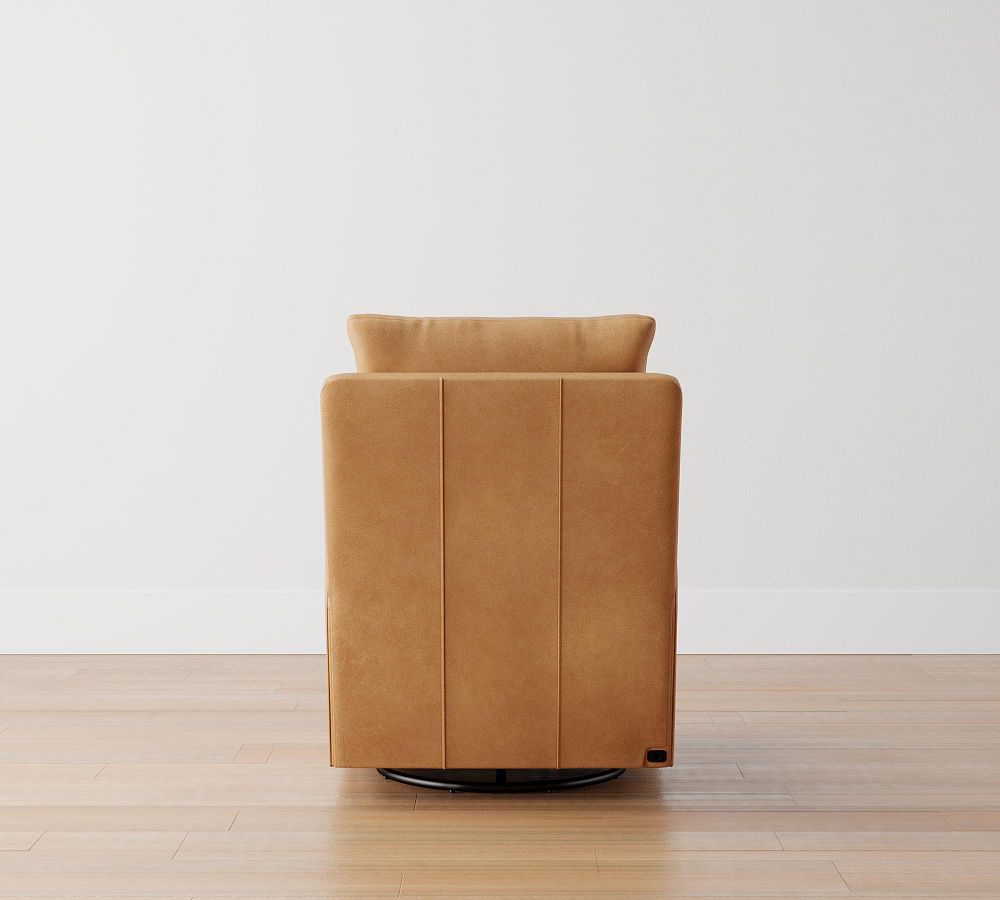 Ayden Square Arm Leather Power Swivel Glider Recliner Pottery Barn