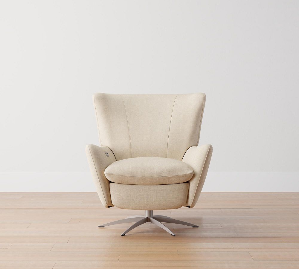 Wells Upholstered Tight Back Power Swivel Recliner Pottery Barn