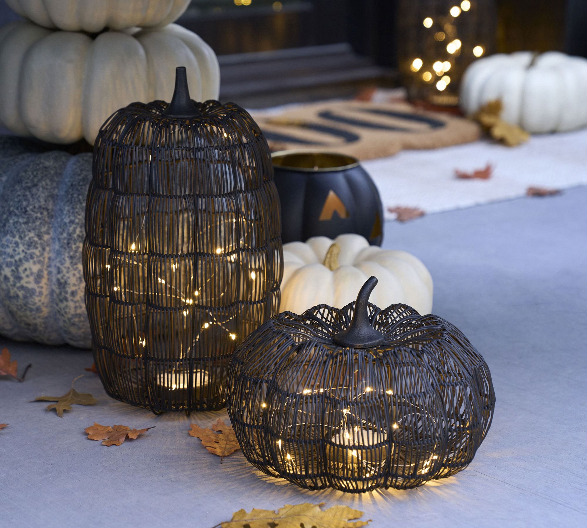 Pottery Barn Lit Wire Pumpkins