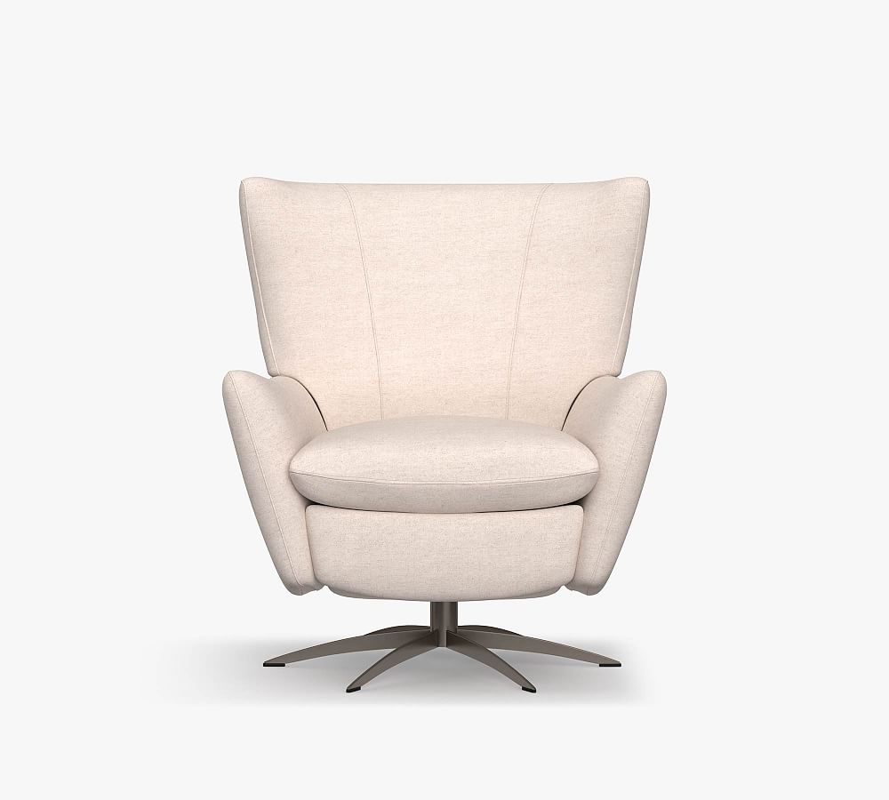 Wells Upholstered Tight Back Swivel Recliner Pottery Barn