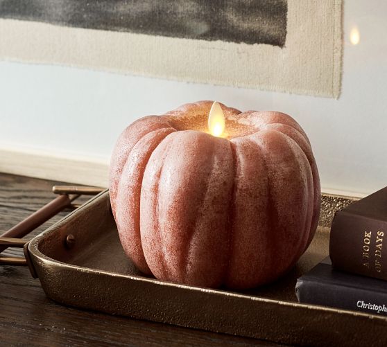 Premium Flickering Flameless Wax Pumpkin Candle Pottery Barn