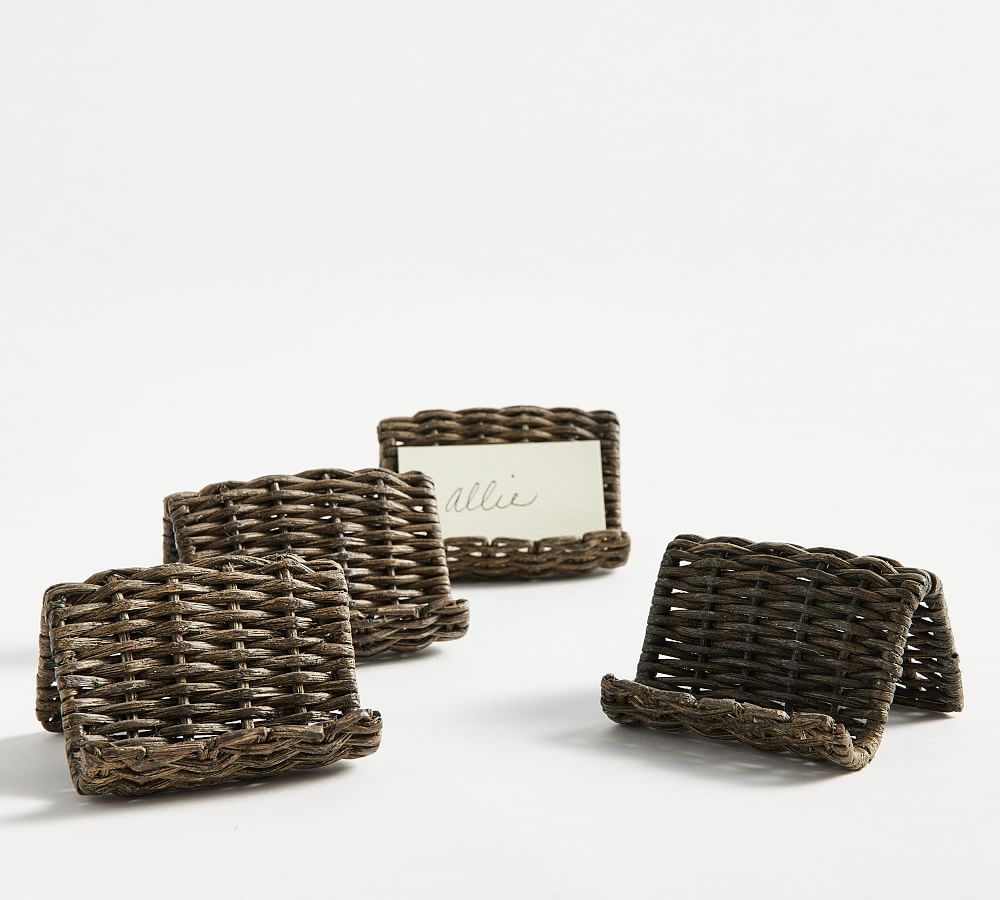 Handwoven Wicker Place Card Holders - Set of 4