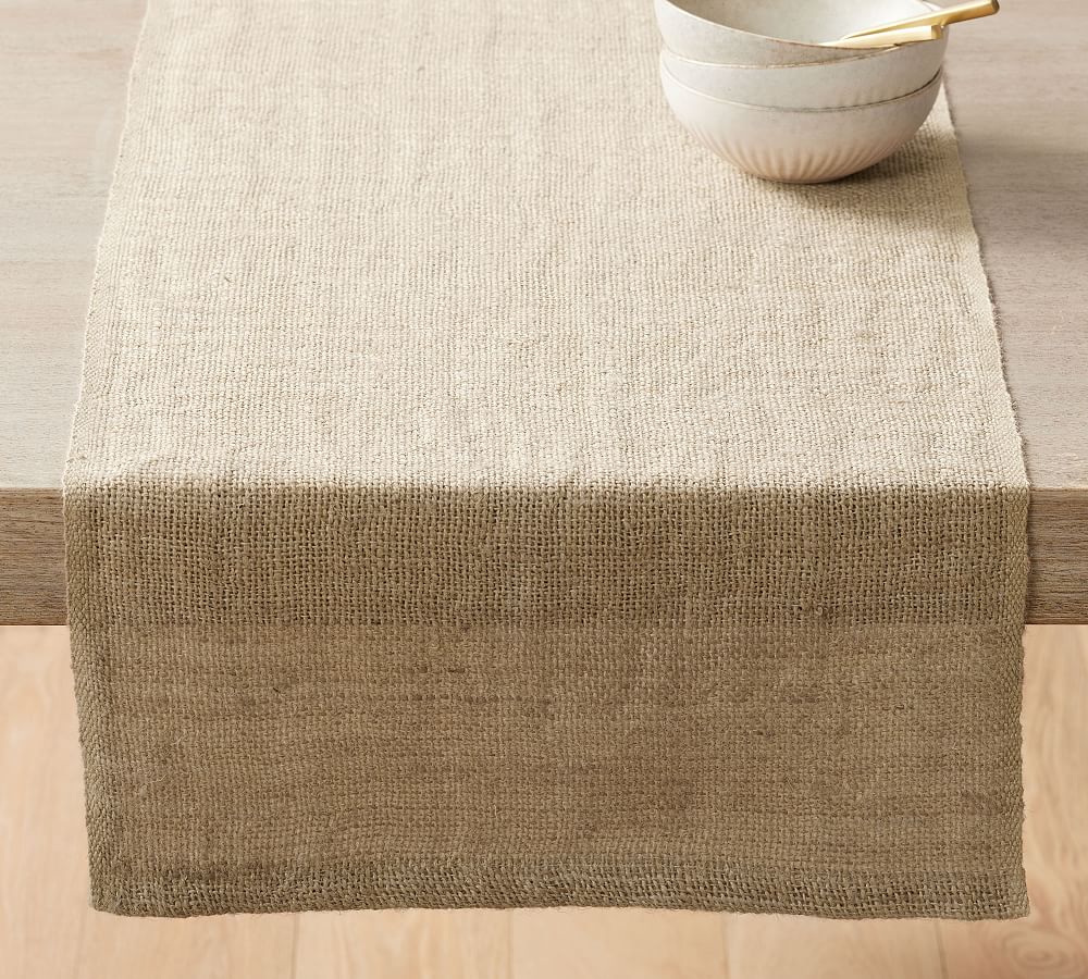 Bolinas Neutral Handwoven Jute Table Runner Pottery Barn