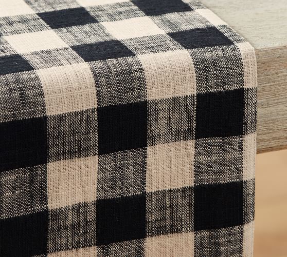Dalton Check Yarn Dyed Cotton/Linen Table Runner Pottery Barn