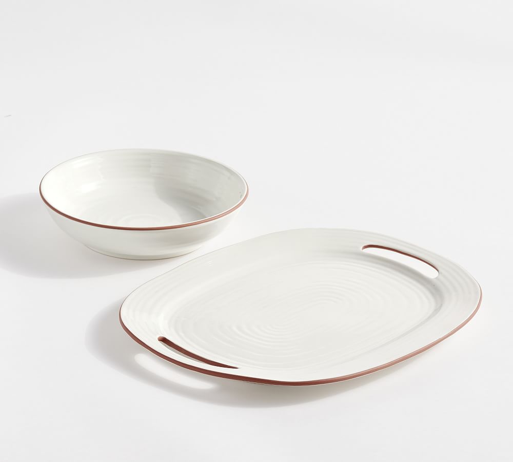 Sienna Terracotta Handled Serving Bowl & Platter Set