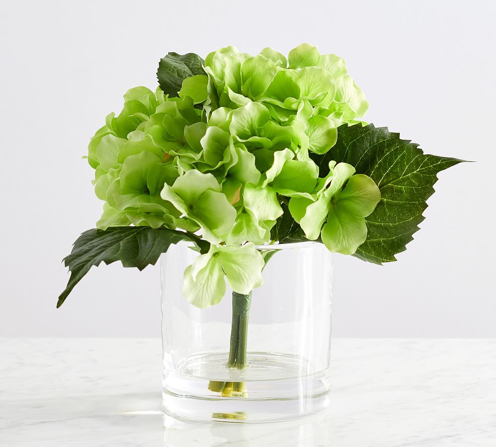 Faux Green Hydrangea Flower Arrangement Pottery Barn
