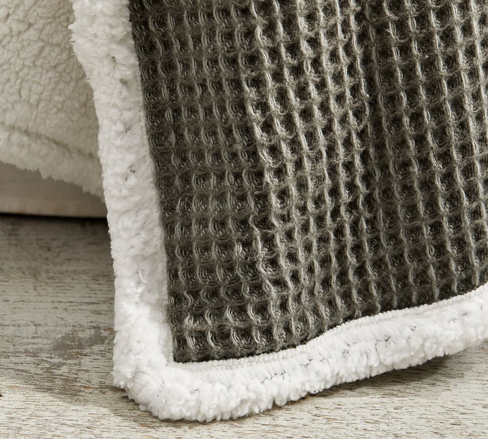 Waffle Sherpa Back Throw Blanket Pottery Barn