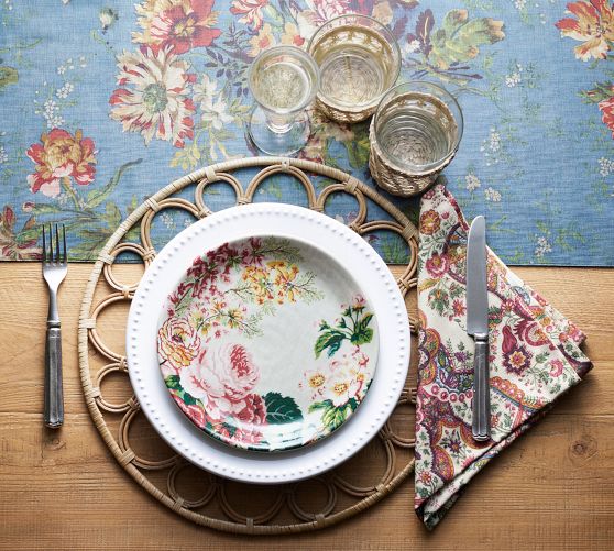 Pink Floral Cotton Dinner Napkins main image 1