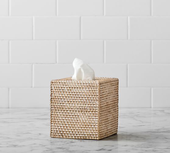 Rattan Hand-Woven Tissue Box Cover - Brown | OKA US