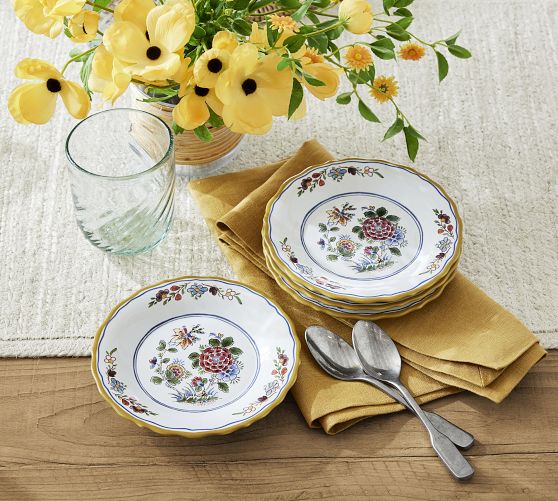 Charleston Floral Handcrafted Stoneware Appetizer Plates - Set of 4 ...