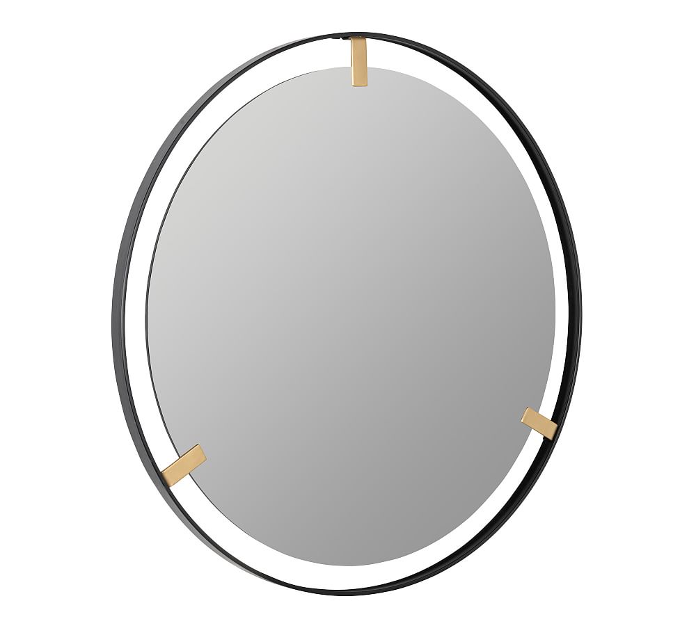 Aspen Black And Gold Round Wall Mirror - 36"