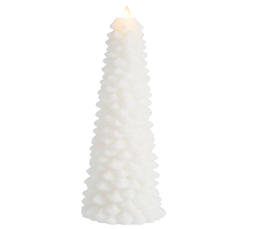 Premium Flicker Flameless Glitter Tree Candle White Pottery Barn