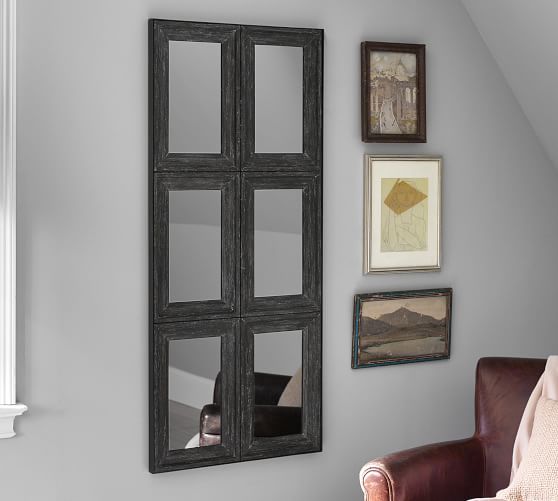 Aiden Large Paneled Wall Mirror Charcoal 23" x 52" Pottery Barn
