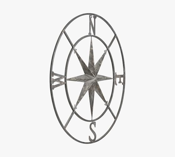 Distressed Iron Compass Wall Art | Pottery Barn