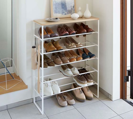 Tower 6-Tier Wood Top Shoe Rack | Pottery Barn