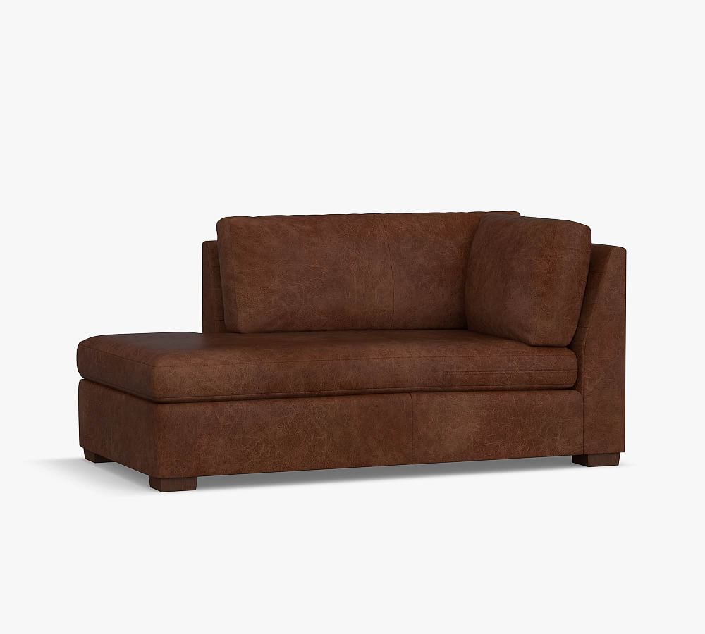 Build Your Own Shasta Roll Arm Leather Sectional Pottery Barn