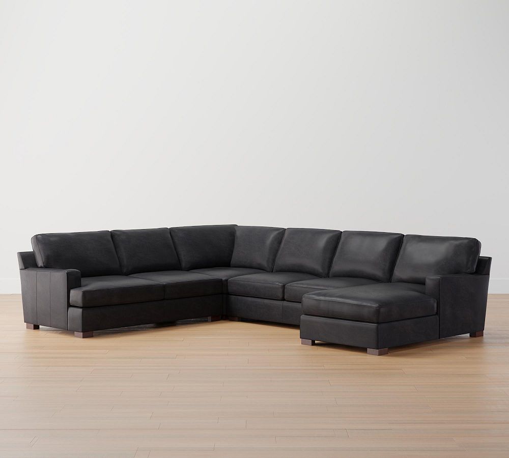 Townsend Square Arm Leather 4Piece Chaise Sectional Pottery Barn