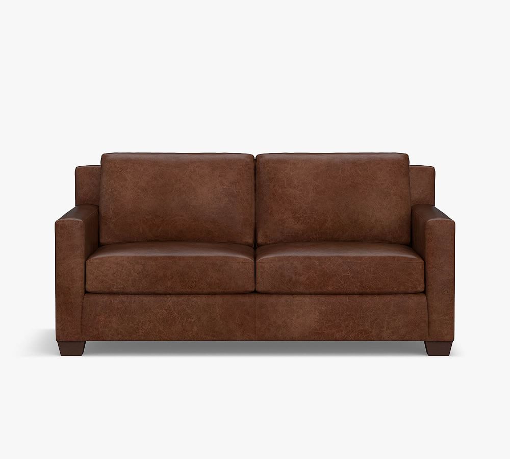 York Square Arm Leather Sofa Collection Pottery Barn
