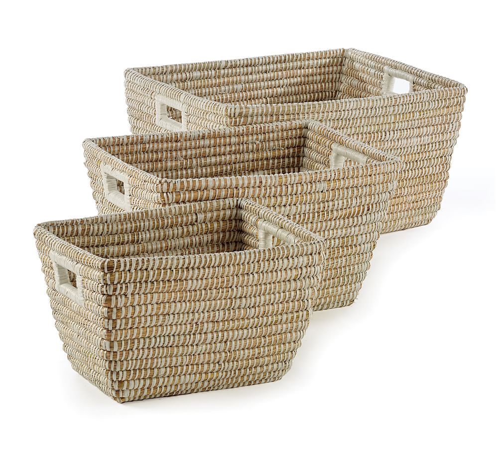 Dahlia Woven Rivergrass Square Baskets - Set of 3