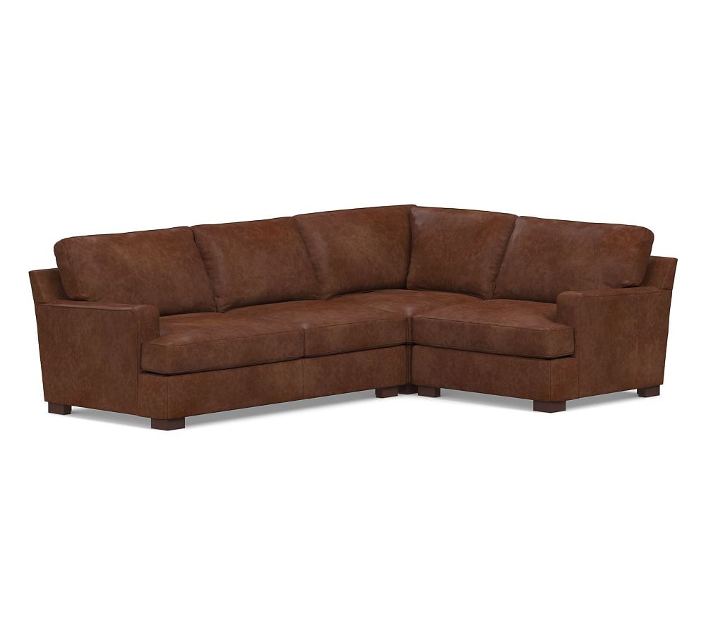 Townsend Square Arm Leather 3Piece Sectional Pottery Barn