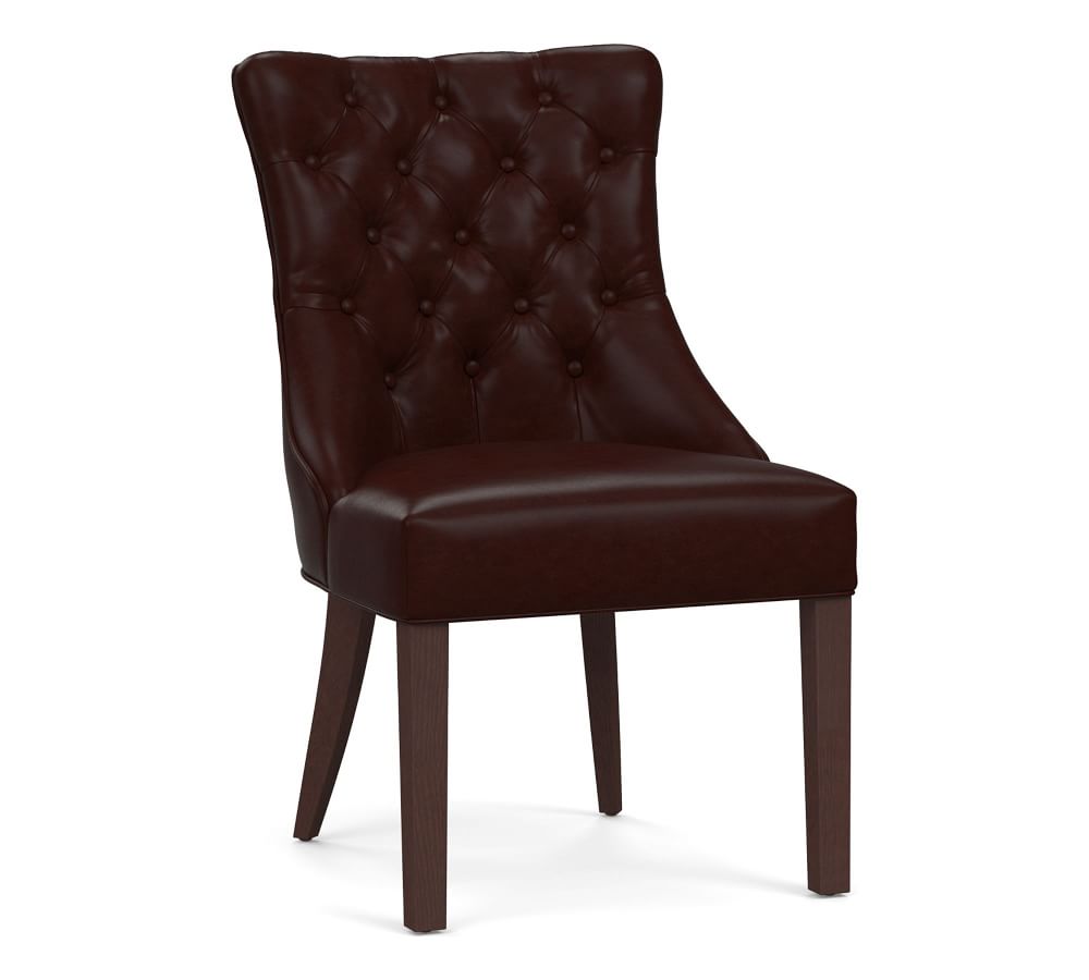 Hayes Tufted Leather Dining Side Chair, Espresso Frame, Signature