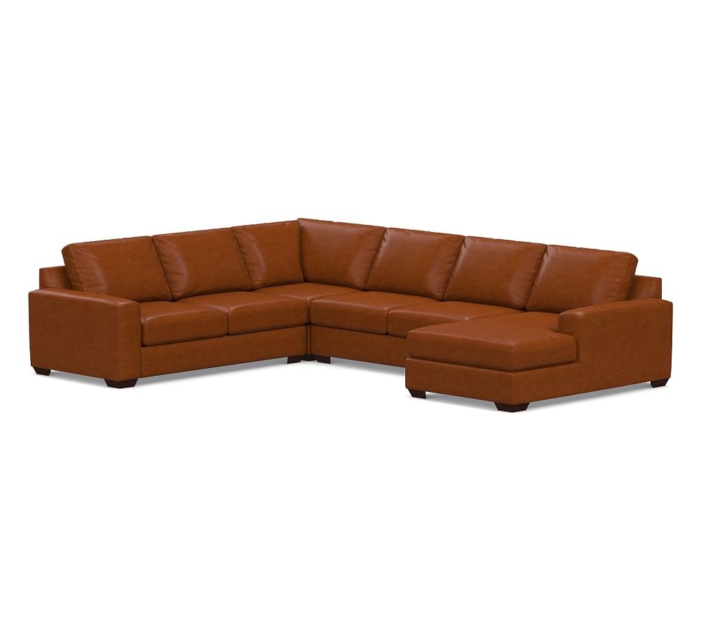 Big Sur Square Arm Leather 4-Piece Sofa Chaise Sectional