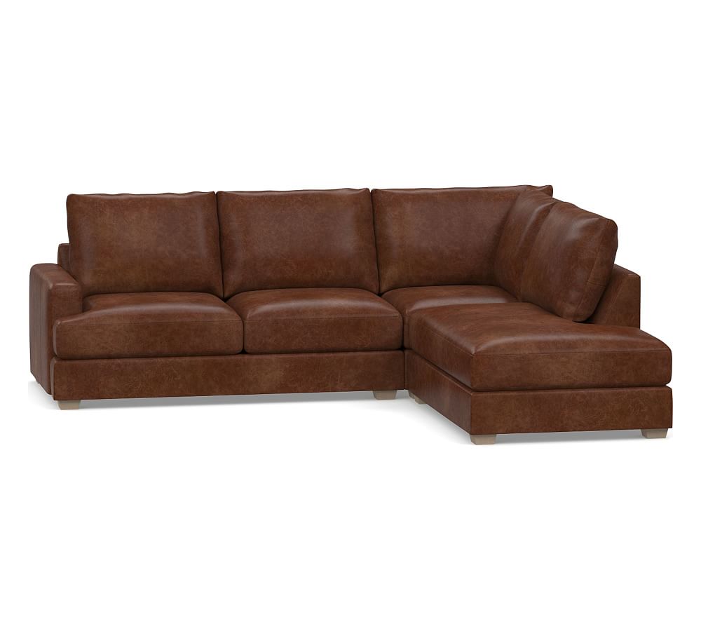 Canyon Square Arm Leather 3-Piece Bumper Sectional