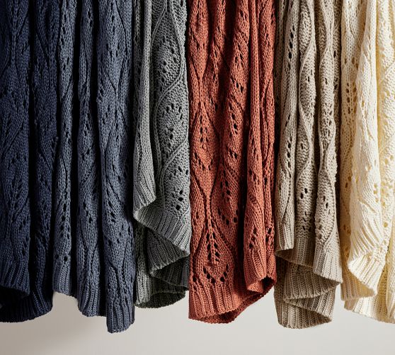 Pointelle Knit Throw Blanket Pottery Barn