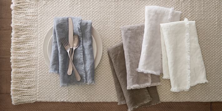 Frayed Oversized Linen Napkins - Set of 4