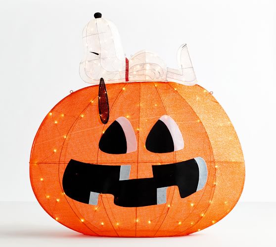 Peanuts™ Lit Snoopy™ On Giant Pumpkin Pottery Barn