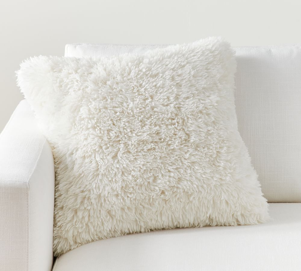 Ivory Dream Faux Fur Throw Pillow