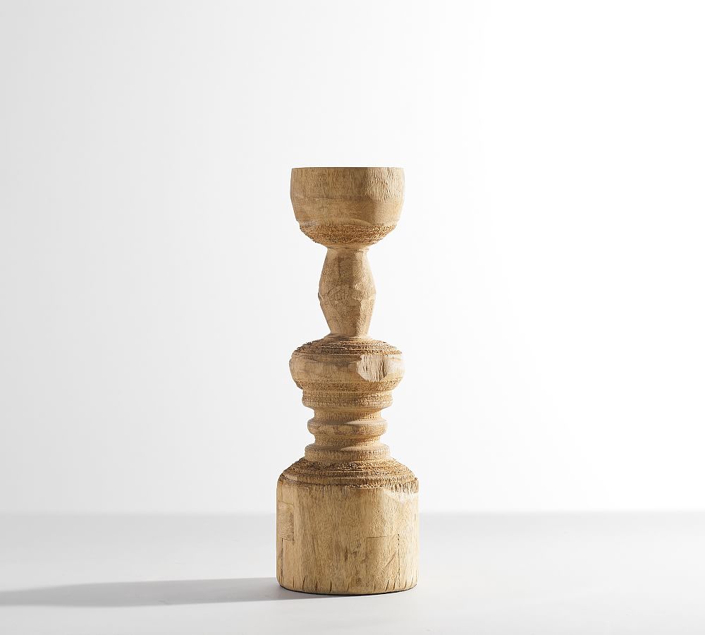 Ava Natural Wood Pillar Candleholder
