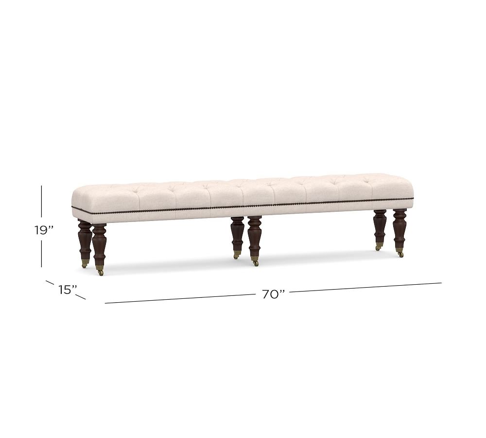 Raleigh Tufted Upholstered King Bench Pottery Barn