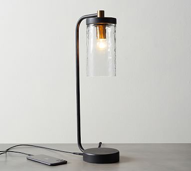 Raylan Recycled Glass USB Table Lamp | Pottery Barn