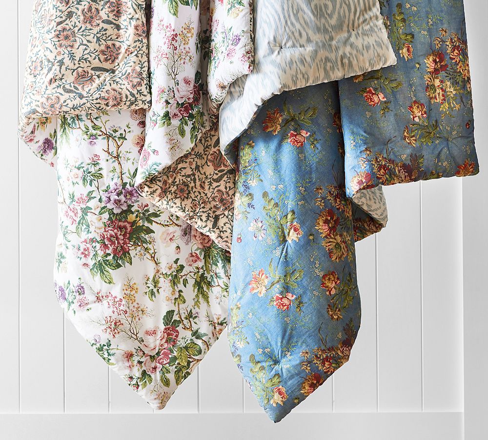 Meadow Floral Reversible Percale Comforter Pottery Barn