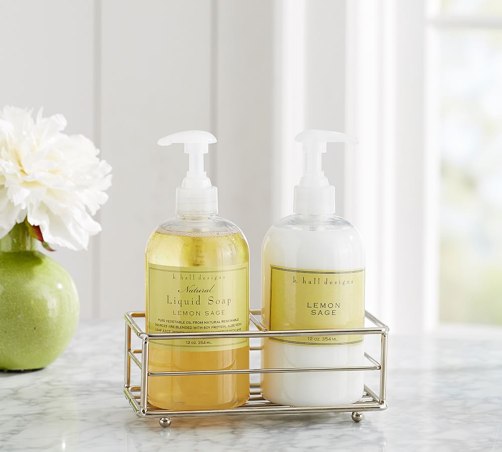 K. Hall Lemon Sage Soap & Lotion Caddy Set