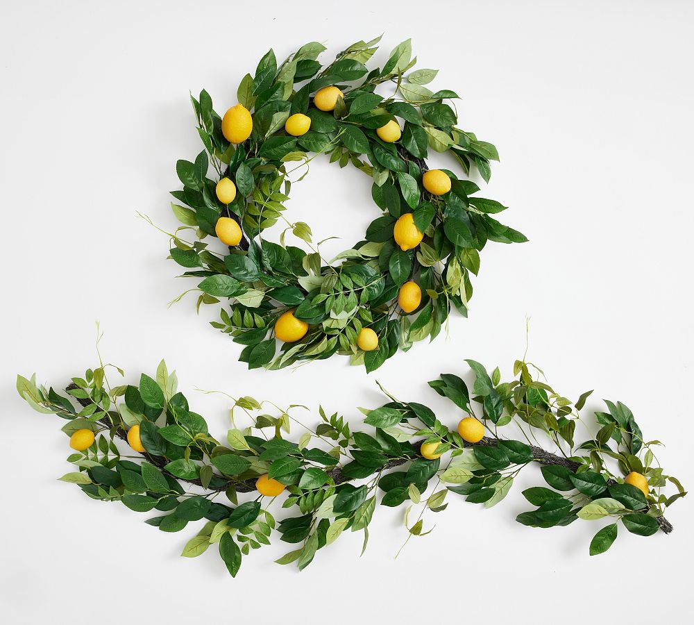 Monique Lhuillier Faux Lemon Wreath & Garland Pottery Barn
